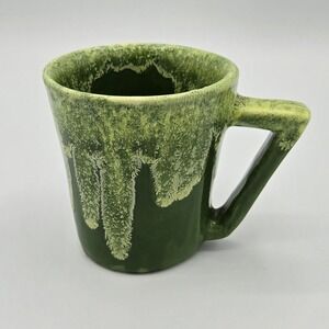 Vintage MCM Winart Pottery Green Drip Coffee Mug Signed 1950s Mid Century Modern
